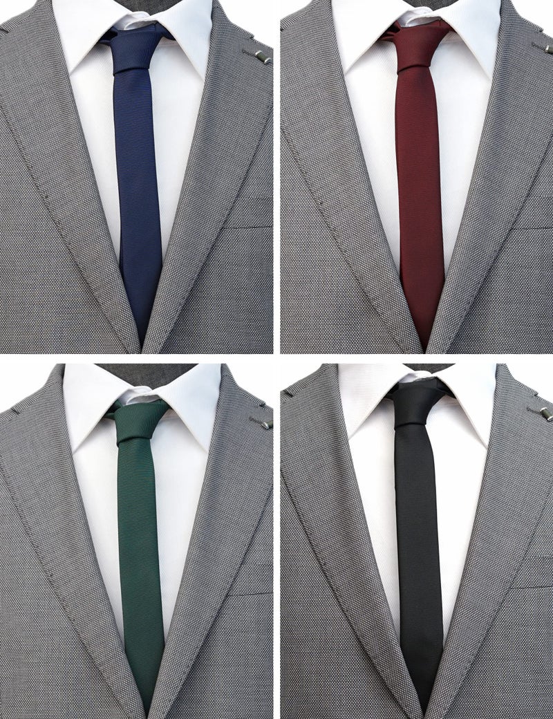 BELLUNO 1.5 inch Super Skinny Ties for Men, Solid Slim Retro Ties, Basic Colors Ultra Thin Ties, 4-Pack - Image 2